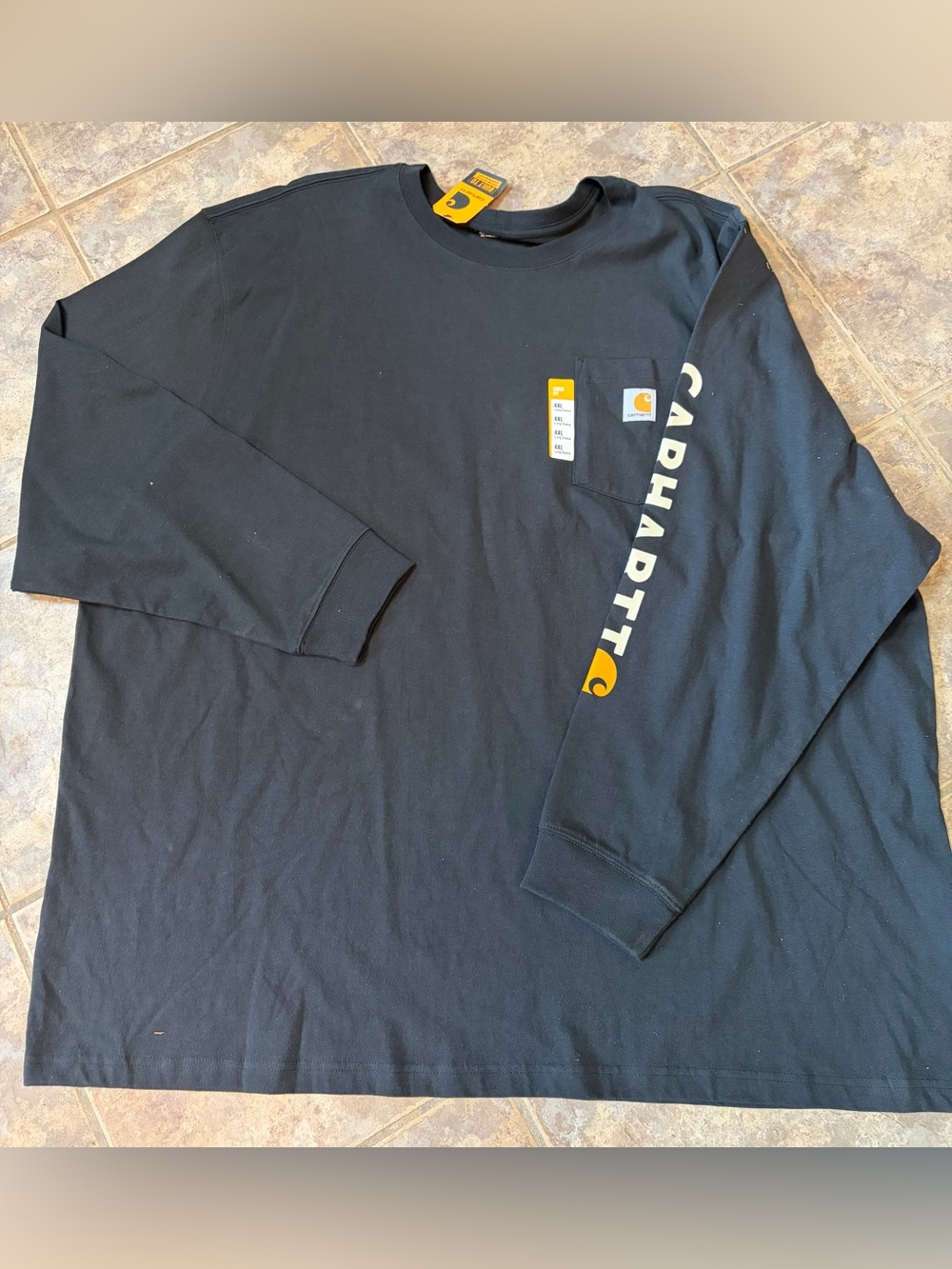 Carhartt Men's Long Sleeve Logo Tee - Black NWT Size 4XL work or casual